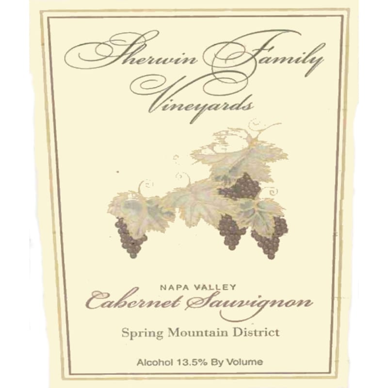 Sherwin Family Vineyards Spring Mountain District Cabernet Sauvignon 1999 Front Label