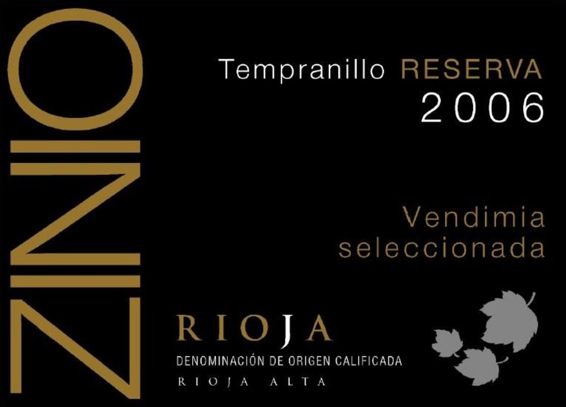 Bodegas Patricinio Zinio Reserva Vendimia Seleccionada 2006 Front Label