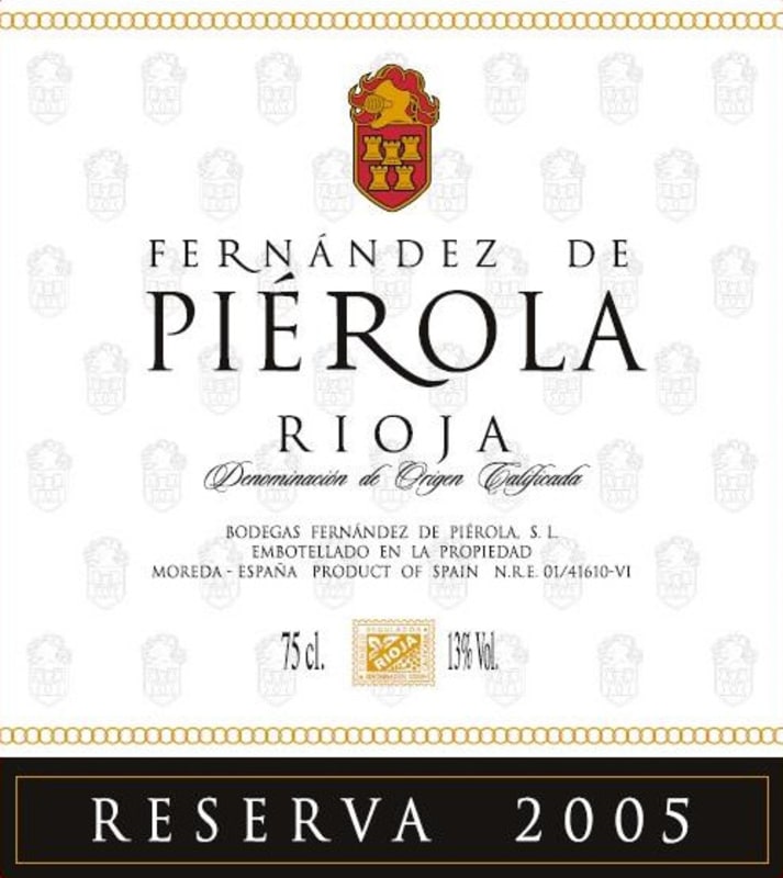 Bodegas Pierola Reserva 2005 Front Label