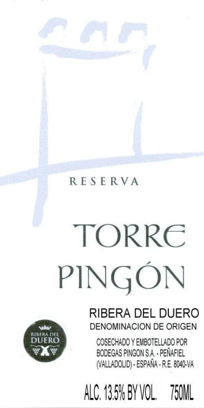 Bodegas Pingon Ribera del Duero Torre Pingon Riserva 2011 Front Label