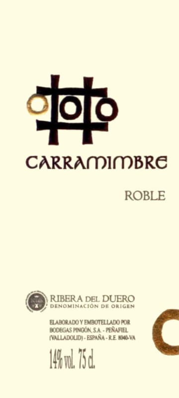 Bodegas Pingon Ribera del Duero Carramimbre Roble 2015 Front Label