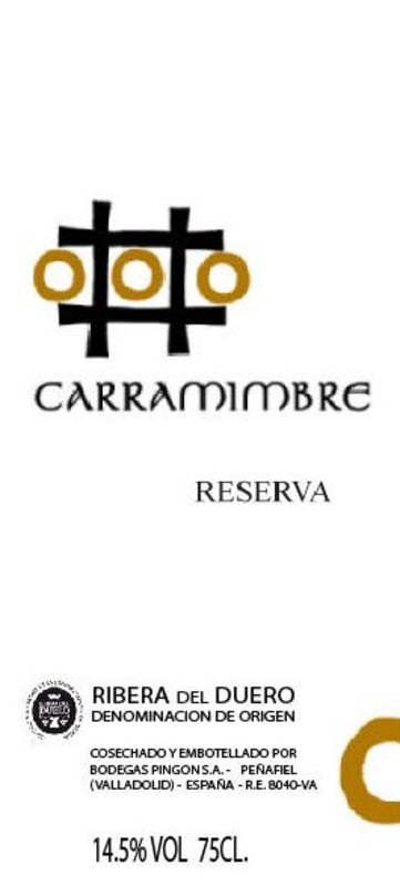 Bodegas Pingon Ribera del Duero Carramimbre Reserva 2006 Front Label