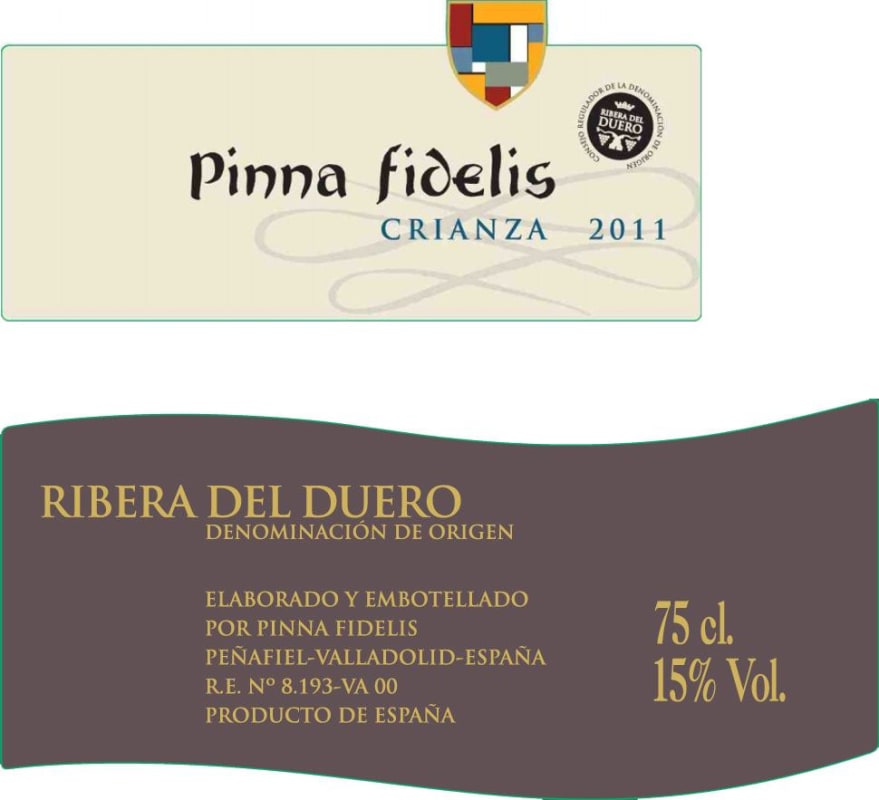 Bodegas Pinna Fidelis Crianza 2011 Front Label