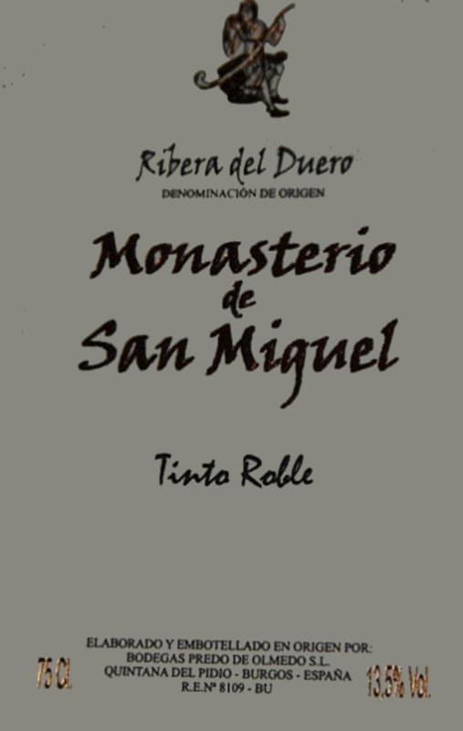 Bodegas Prado de Olmedo Monasterio de San Miguel Tinto Roble 2011 Front Label