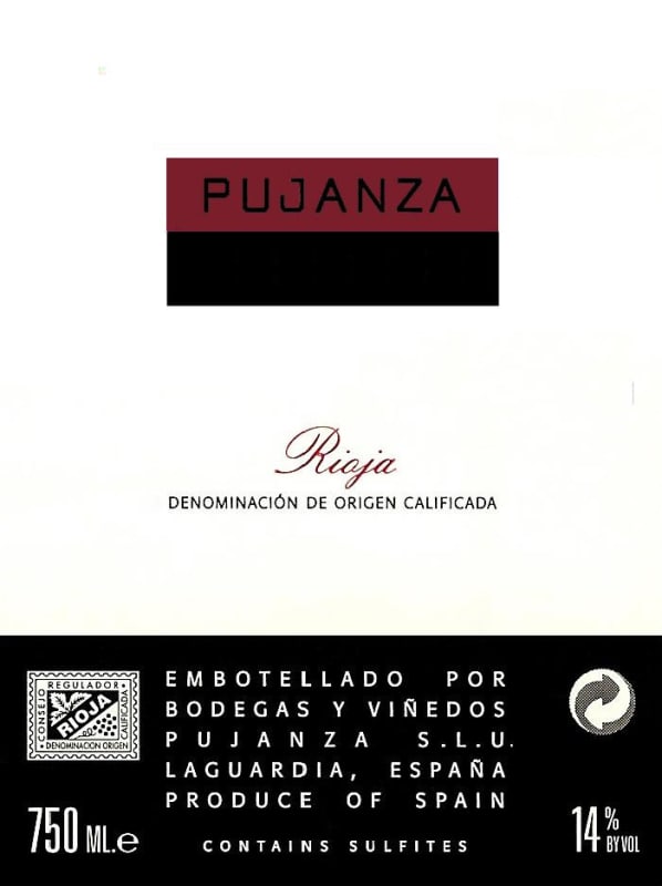 Bodegas Pujanza Rioja 2008 Front Label