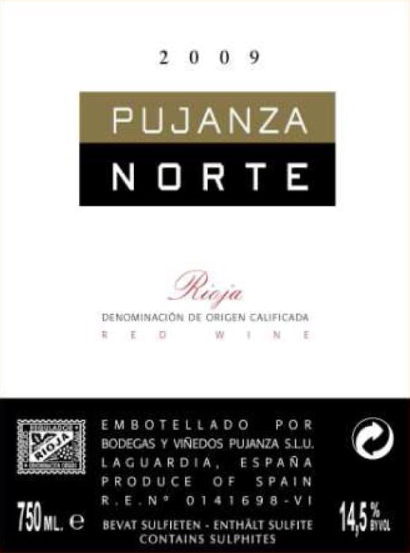 Bodegas Pujanza Norte 2009 Front Label