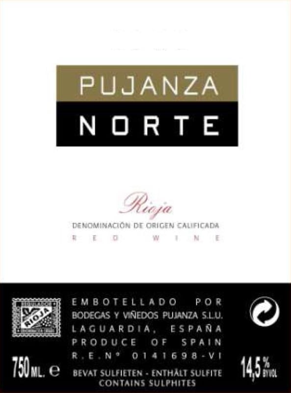 Bodegas Pujanza Norte 2010 Front Label