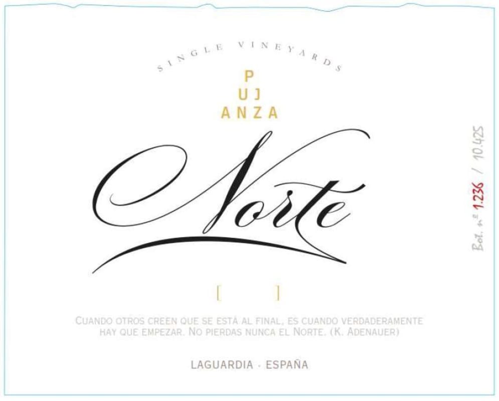 Bodegas Pujanza Norte 2012 Front Label