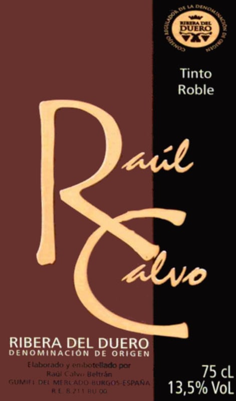 Bodegas Raul Calvo Beltran Raul Calvo Roble 2015 Front Label
