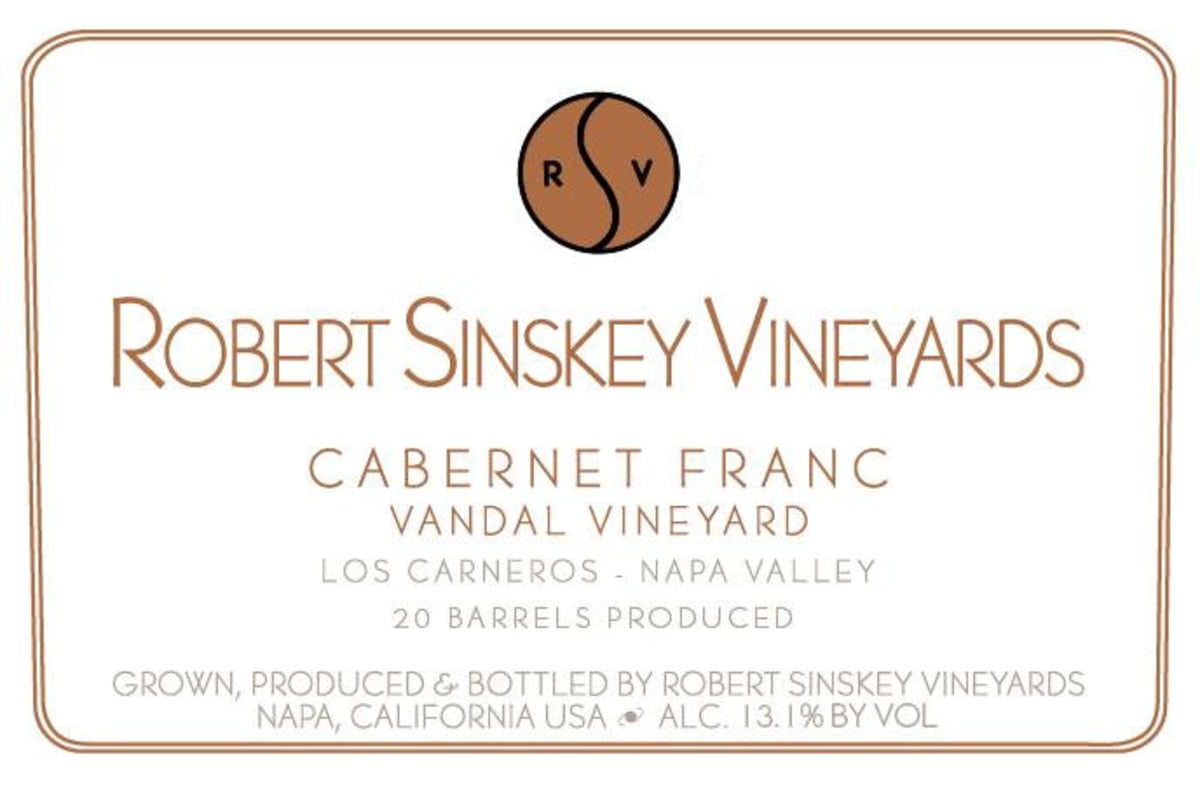 Robert Sinskey Vandal Vineyard Cabernet Franc 2012 Front Label