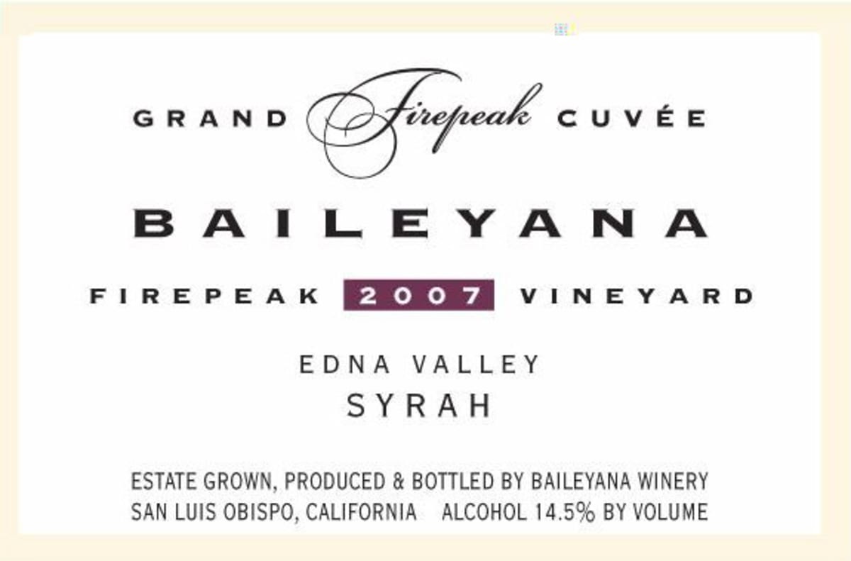 Baileyana Grand Firepeak Cuvee Syrah 2007 Front Label