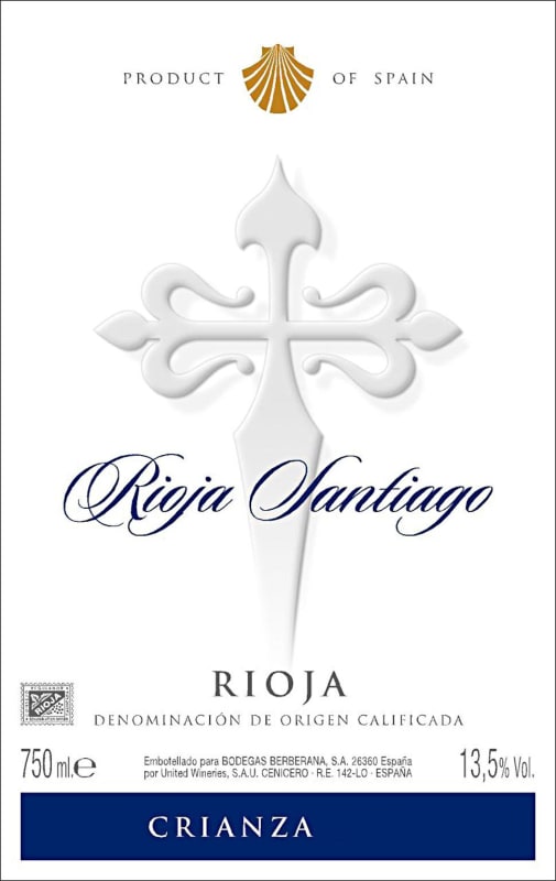 Bodegas Rioja Santiago Crianza 2010 Front Label