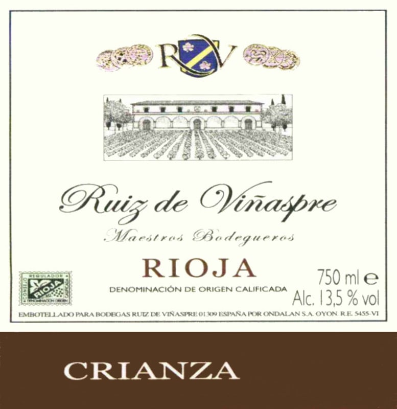Bodegas Ruiz De Vinaspre Crianza 2004 Front Label