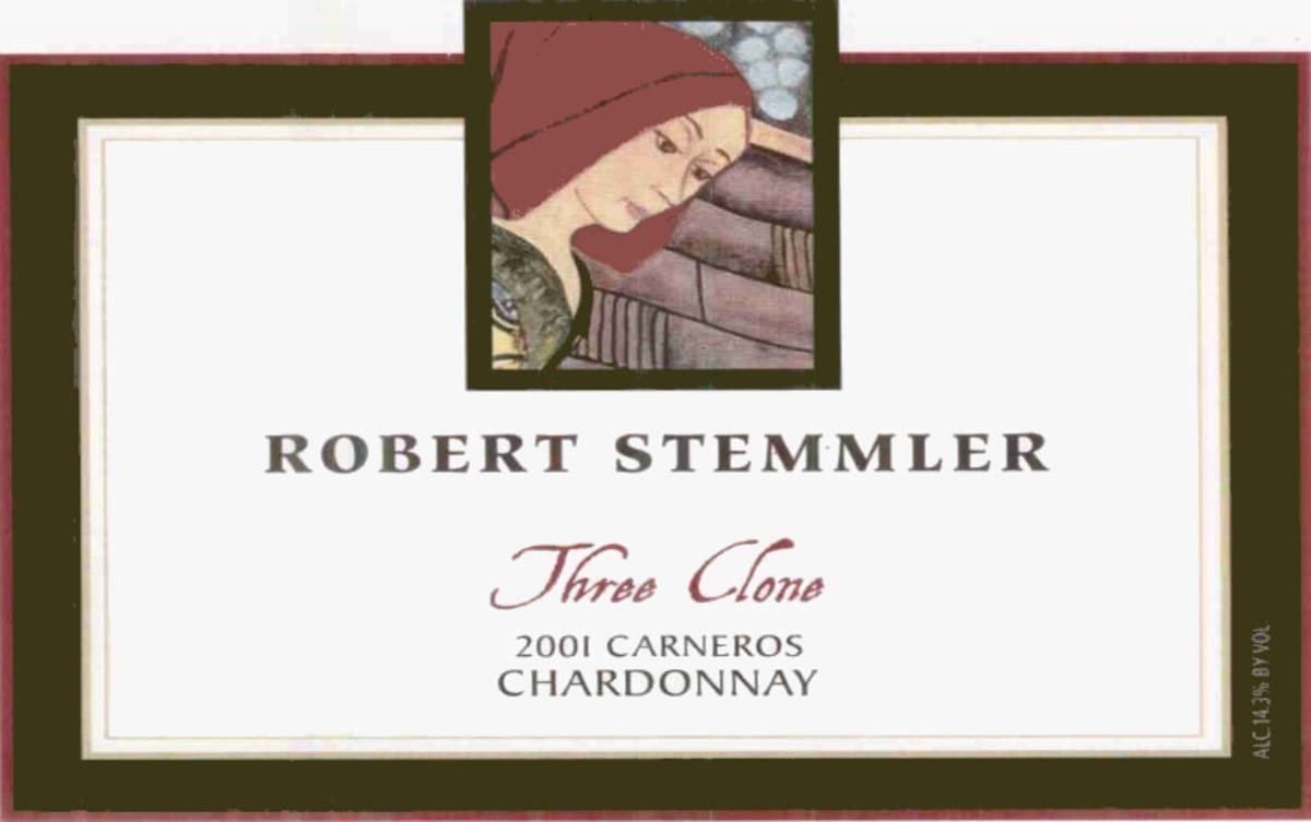 Robert Stemmler Three Clone Chardonnay 2001 Front Label