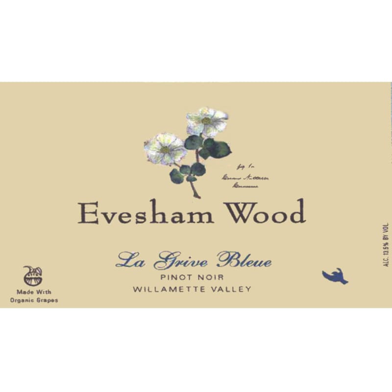 Evesham Wood La Grive Bleue Pinot Noir 2014 Front Label