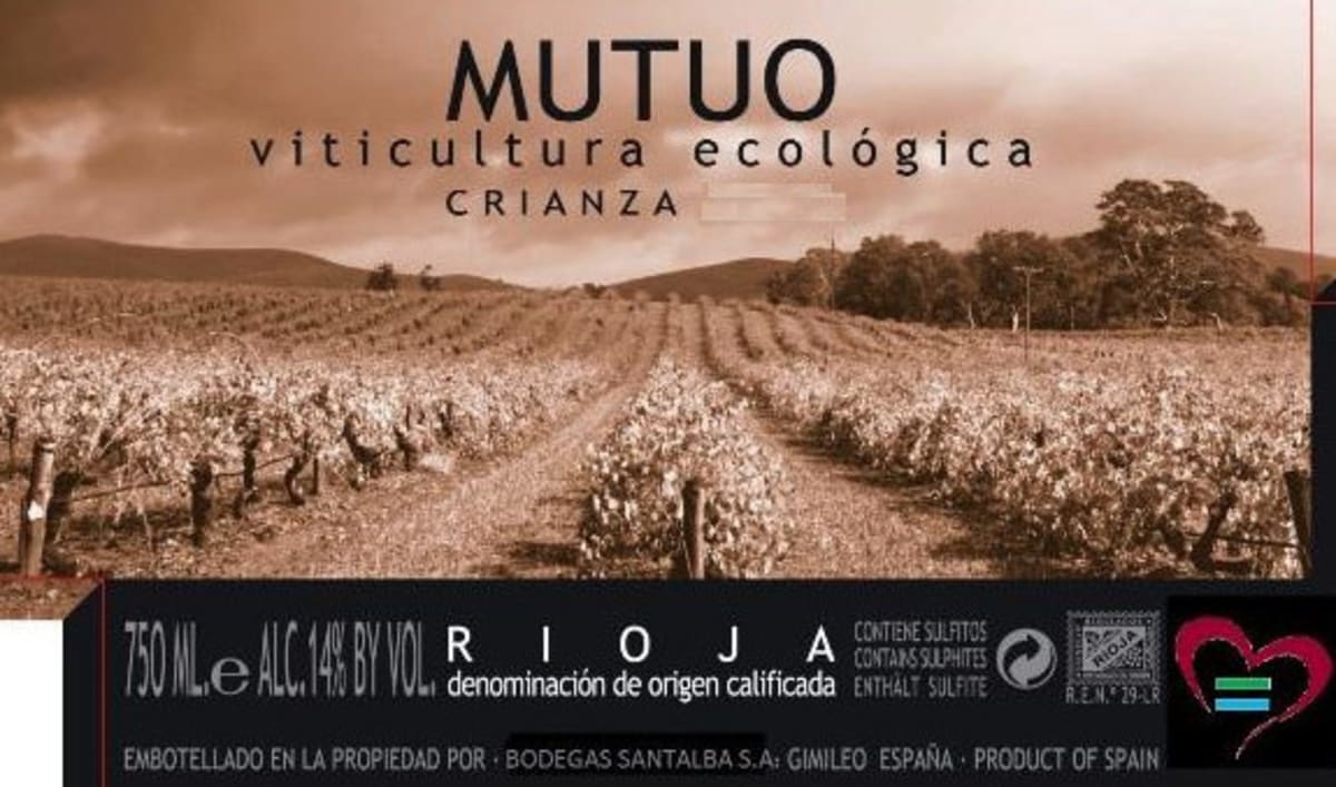 Bodegas Santalba Mutuo Organic Crianza 2011 Front Label