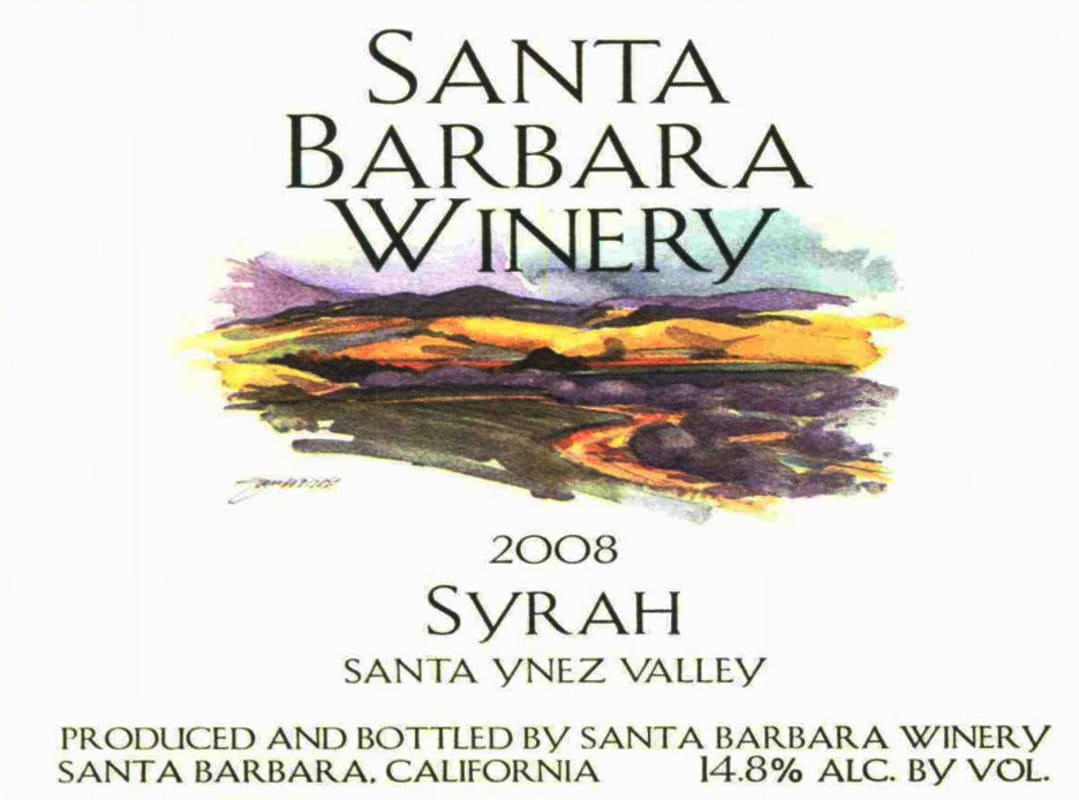 Santa Barbara Winery Syrah 2008 Front Label