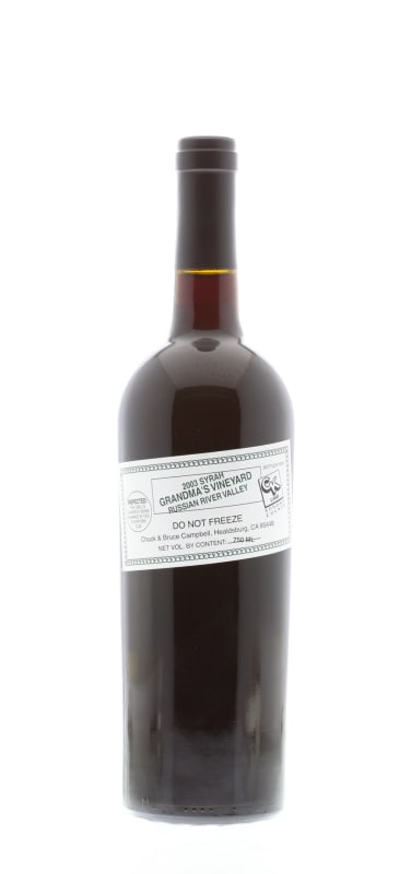 CK Lamb Grandma's Vineyard Syrah 2003 Front Bottle Shot