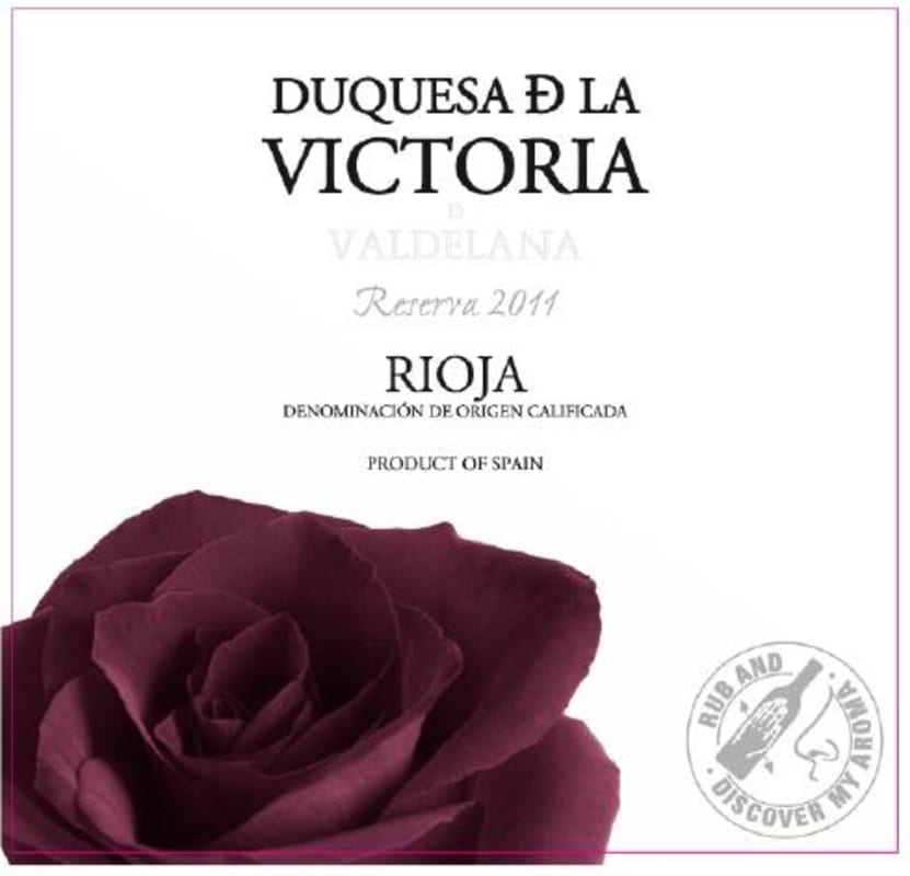 Bodegas Valdelana Duquesa de la Victoria Reserva 2011 Front Label