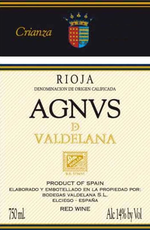 Bodegas Valdelana Agnus Vino de Autor Crianza 2013 Front Label
