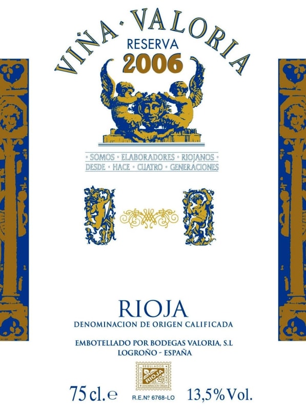 Vina Valoria Vina Valoria Reserva 2006 Front Label