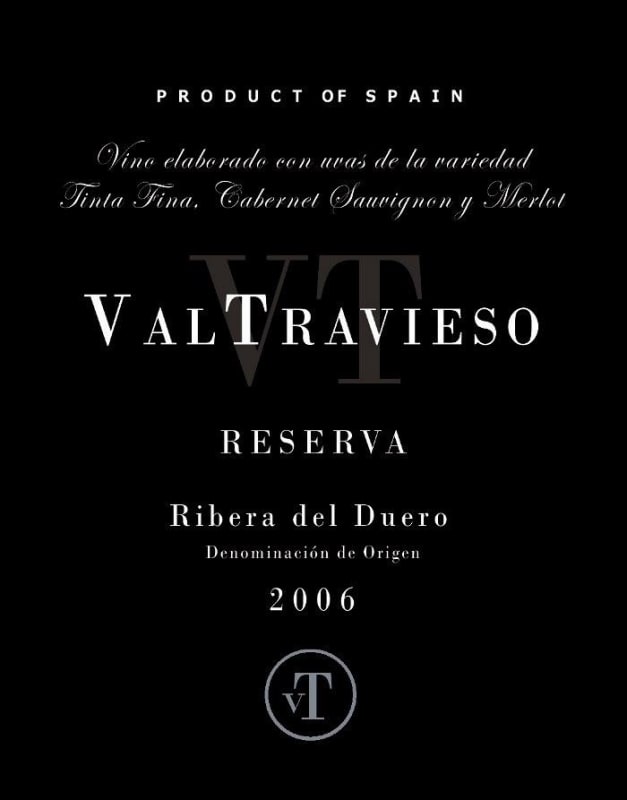 Bodegas Valtravieso Reserva 2006 Front Label