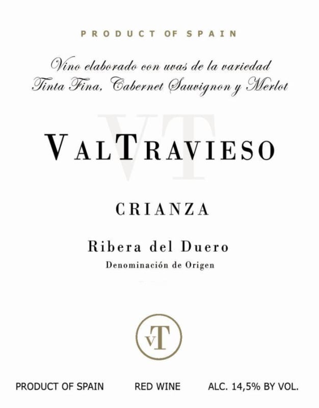 Bodegas Valtravieso Crianza 2010 Front Label