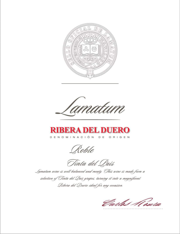 Bodegas Vinabuena Lamatum Tinta de Pais Roble 2013 Front Label