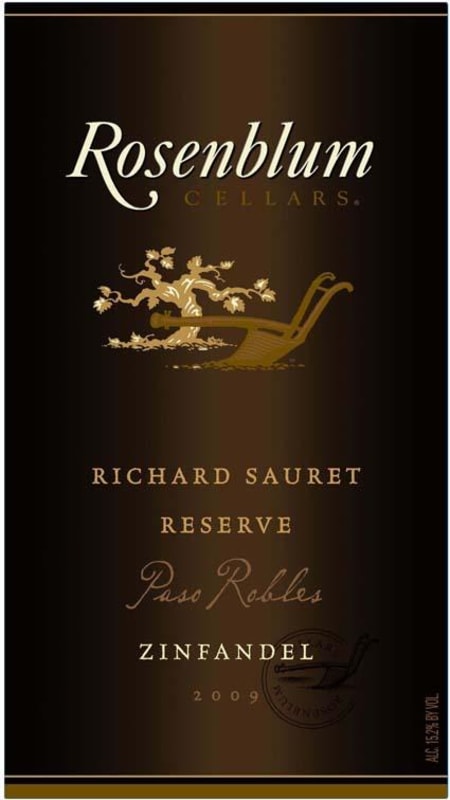 Rosenblum Cellars Richard Sauret Reserve Zinfandel 2009 Front Label