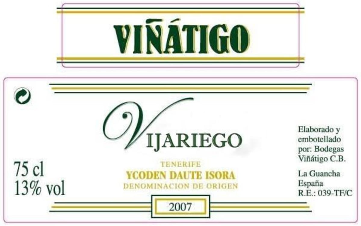Bodegas Vinatigo Vijariego Blanco 2007 Front Label