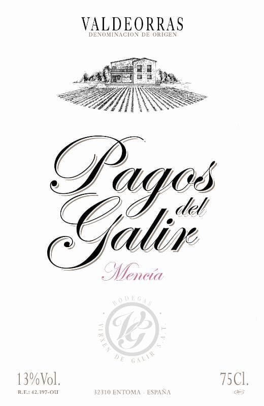 Bodegas Virgen del Galir Pagos de Galir Mencia 2013 Front Label