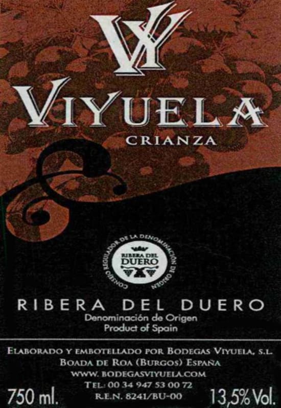 Bodegas Viyuela Crianza 2010 Front Label