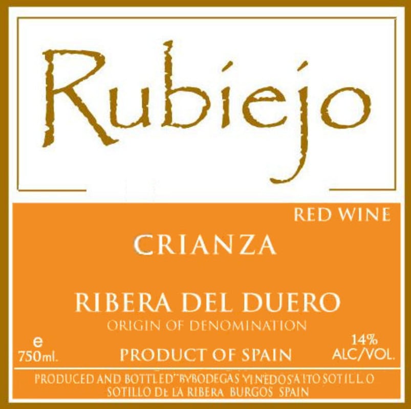 Bodegas y Vinedos Alto Sotillo Rubiejo Crianza 2004 Front Label