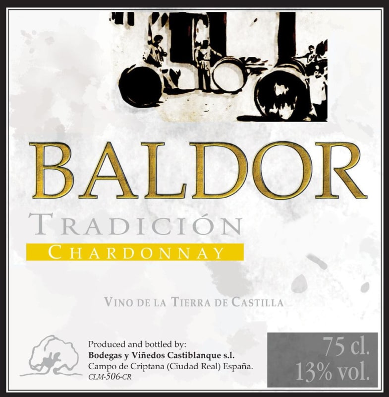 Bodegas y Vinedos Castiblanque Vino de la Tierra Baldor Tradicion Chardonnay 2013 Front Label