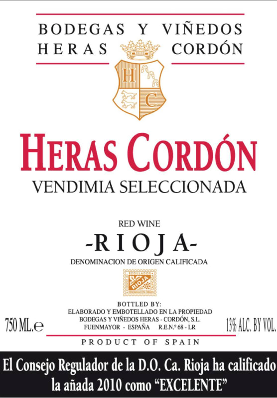 Bodegas y Vinedos Heras Cordon Vendimia Seleccionada 2011 Front Label