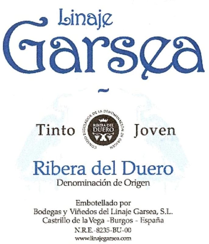Bodegas y Vinedos Linaje Garsea Joven 2014 Front Label