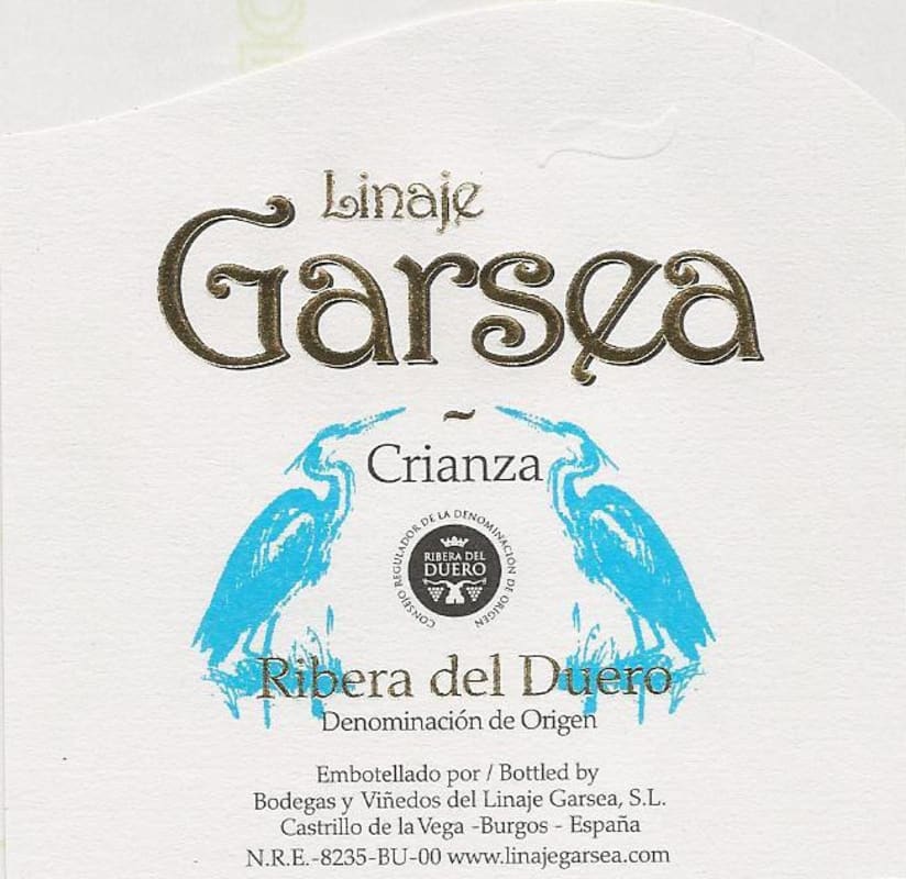 Bodegas y Vinedos Linaje Garsea Crianza 2014 Front Label