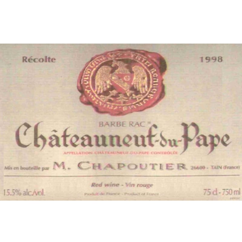 M. Chapoutier Chateauneuf-du-Pape Barbe Rac 1998 Front Label