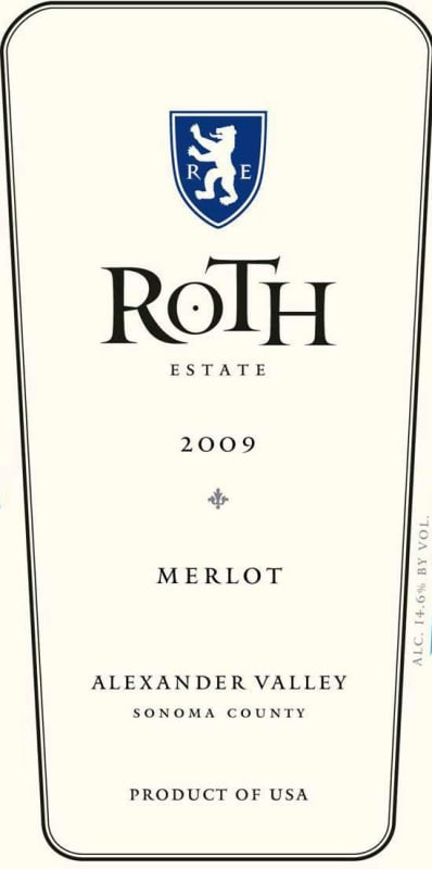 Roth Estate Alexander Valley Merlot 2009 Front Label