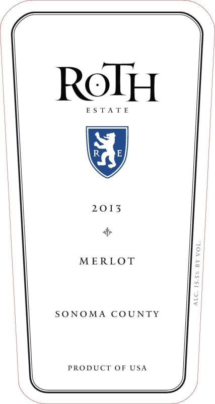 Roth Estate Alexander Valley Merlot 2013 Front Label