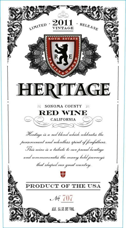 Roth Estate Heritage Red 2011 Front Label