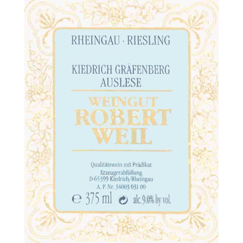 Robert Weil Kiedrich Grafenberg Riesling Auslese 2002 Front Label