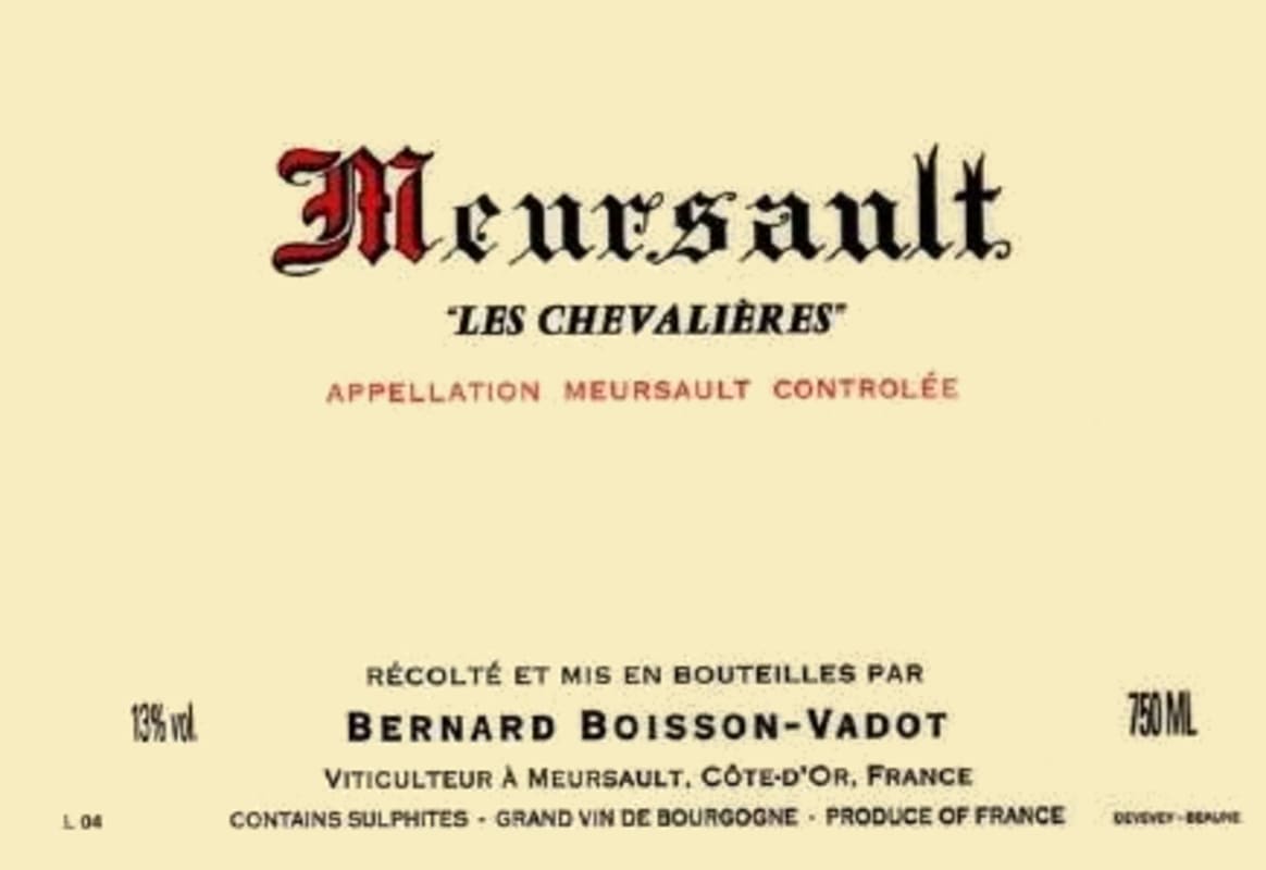 Boisson-Vadot Meursault Les Chevaliers 2013 Front Label