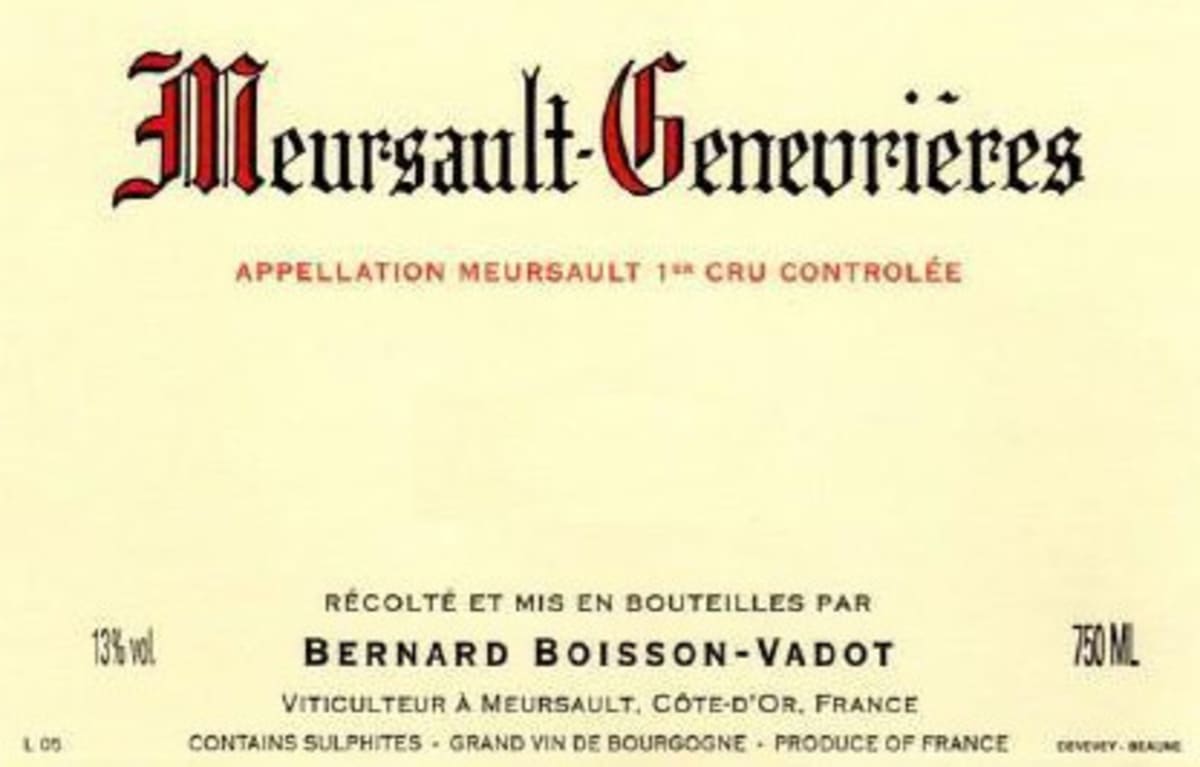 Boisson-Vadot Meursault-Genevrieres Premier Cru 2008 Front Label