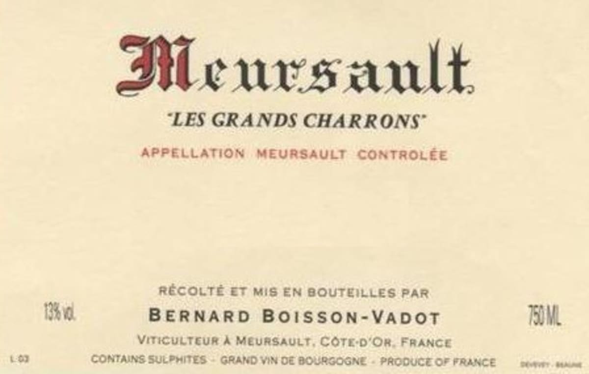Boisson-Vadot Meursault Les Grands Charrons 2013 Front Label