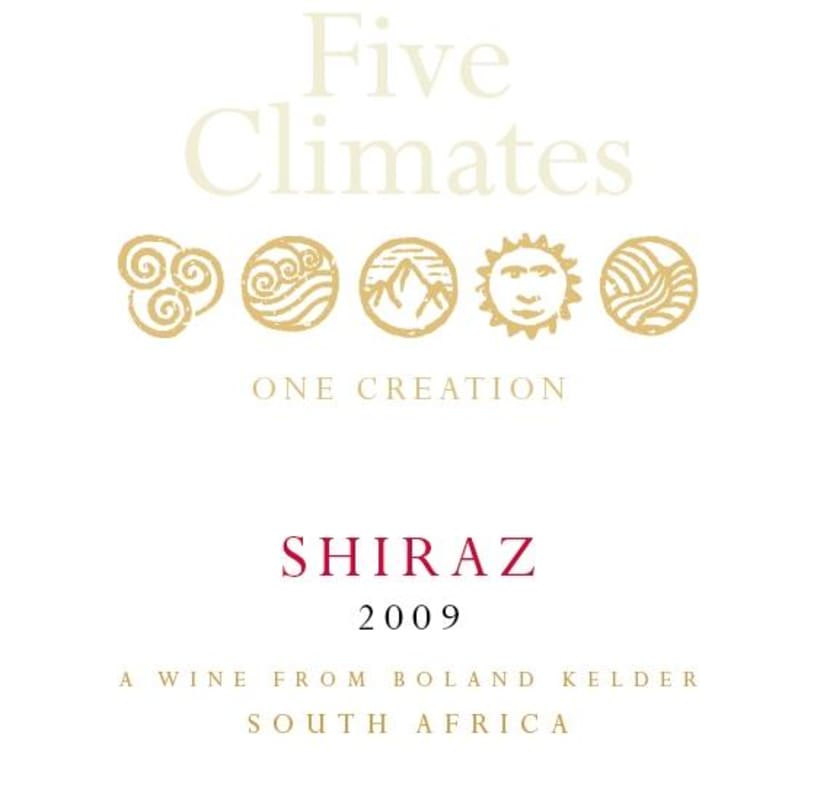 Bolland Cellar Five Climates Shiraz 2009 Front Label