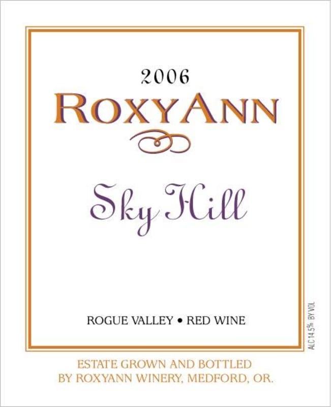 RoxyAnn Sky Hill Red 2006 Front Label