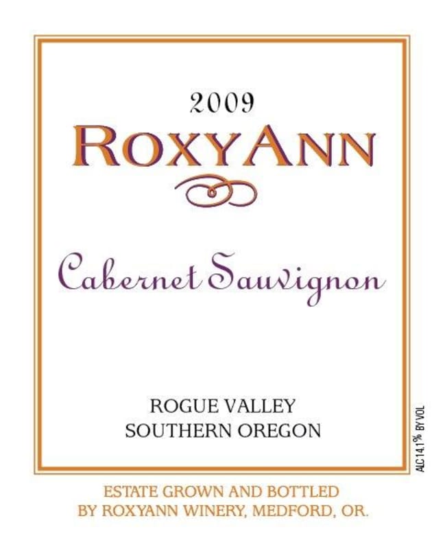 RoxyAnn Cabernet Sauvignon 2009 Front Label