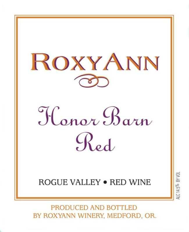 RoxyAnn Honor Barn 2012 Front Label