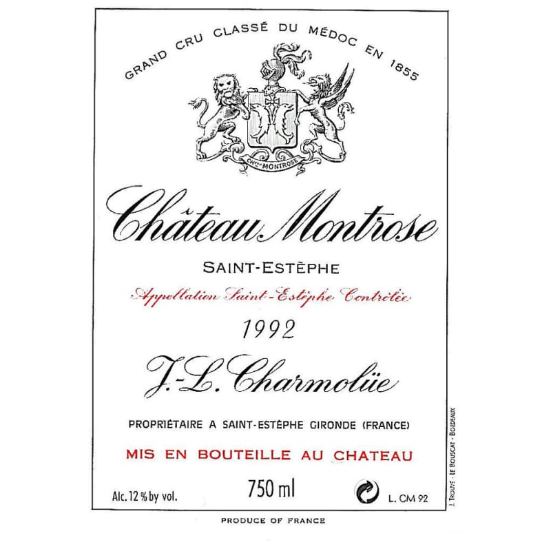 Chateau Montrose 1992 Front Label